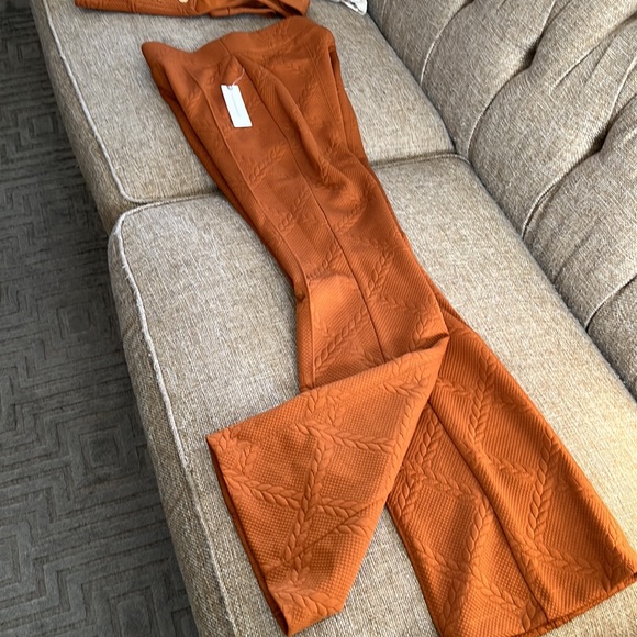 Maeve Orange Textured Crop Top and pants Set! - Picture 4 of 5